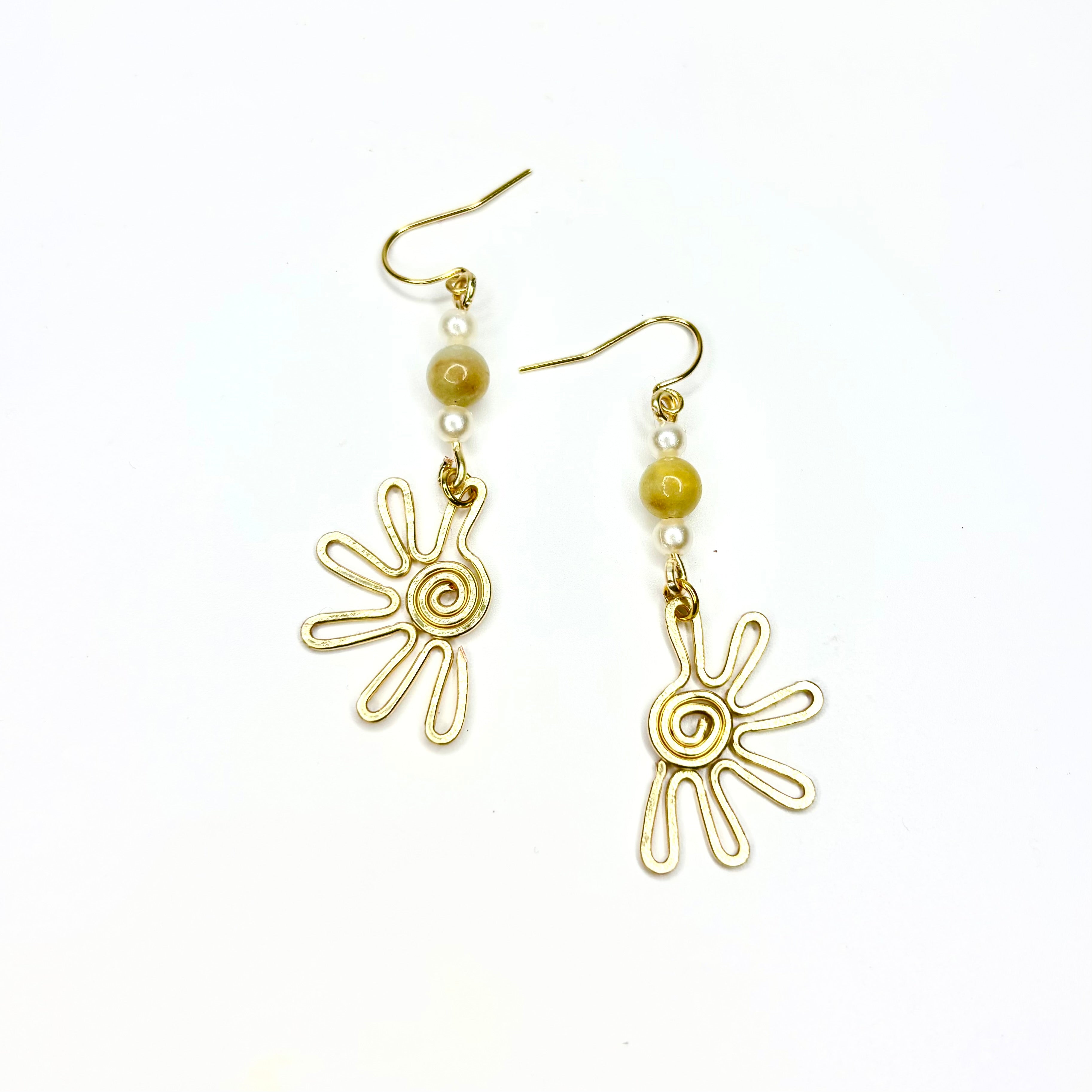 Half Flower Swirl Earrings