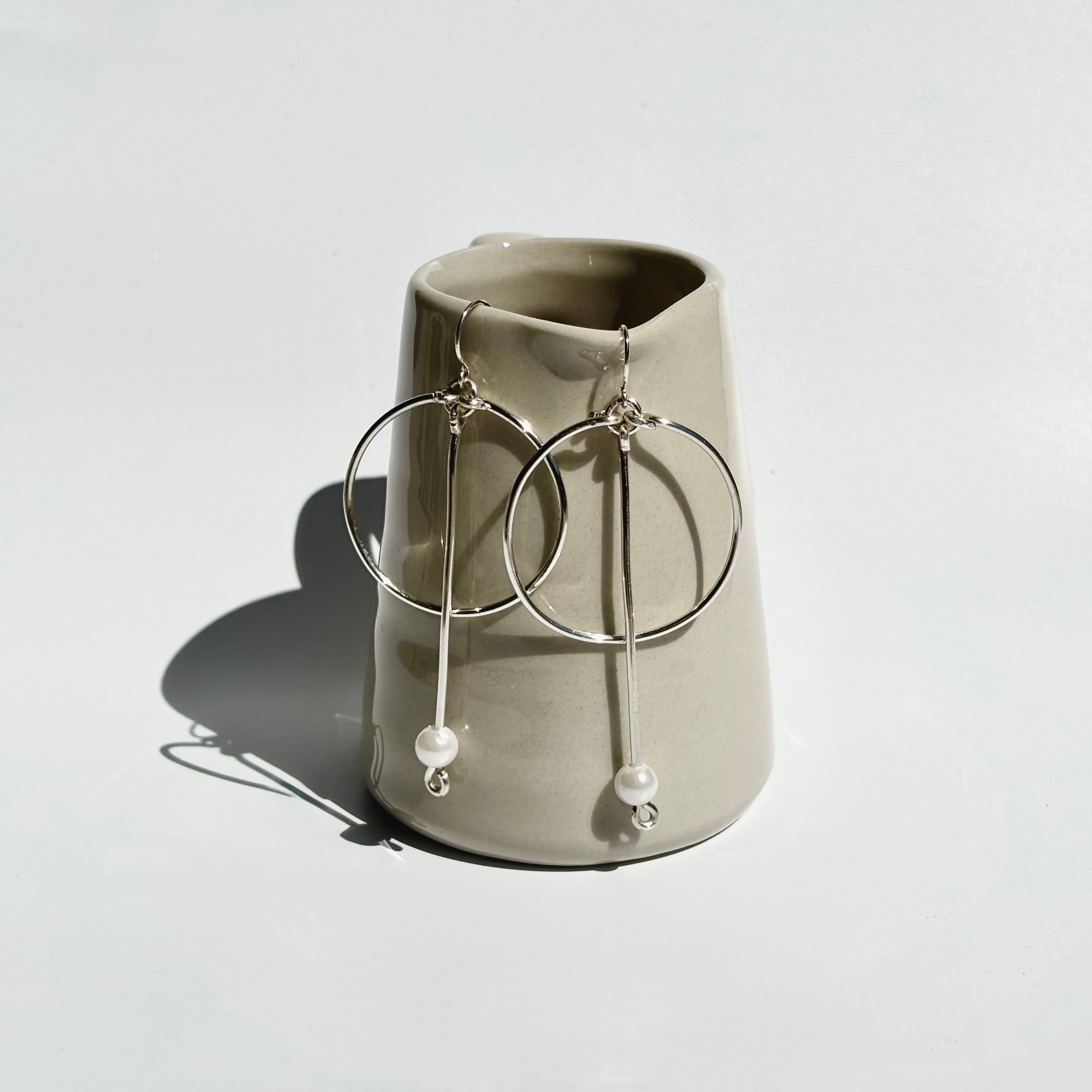 Pearl Drop Circle Earrings