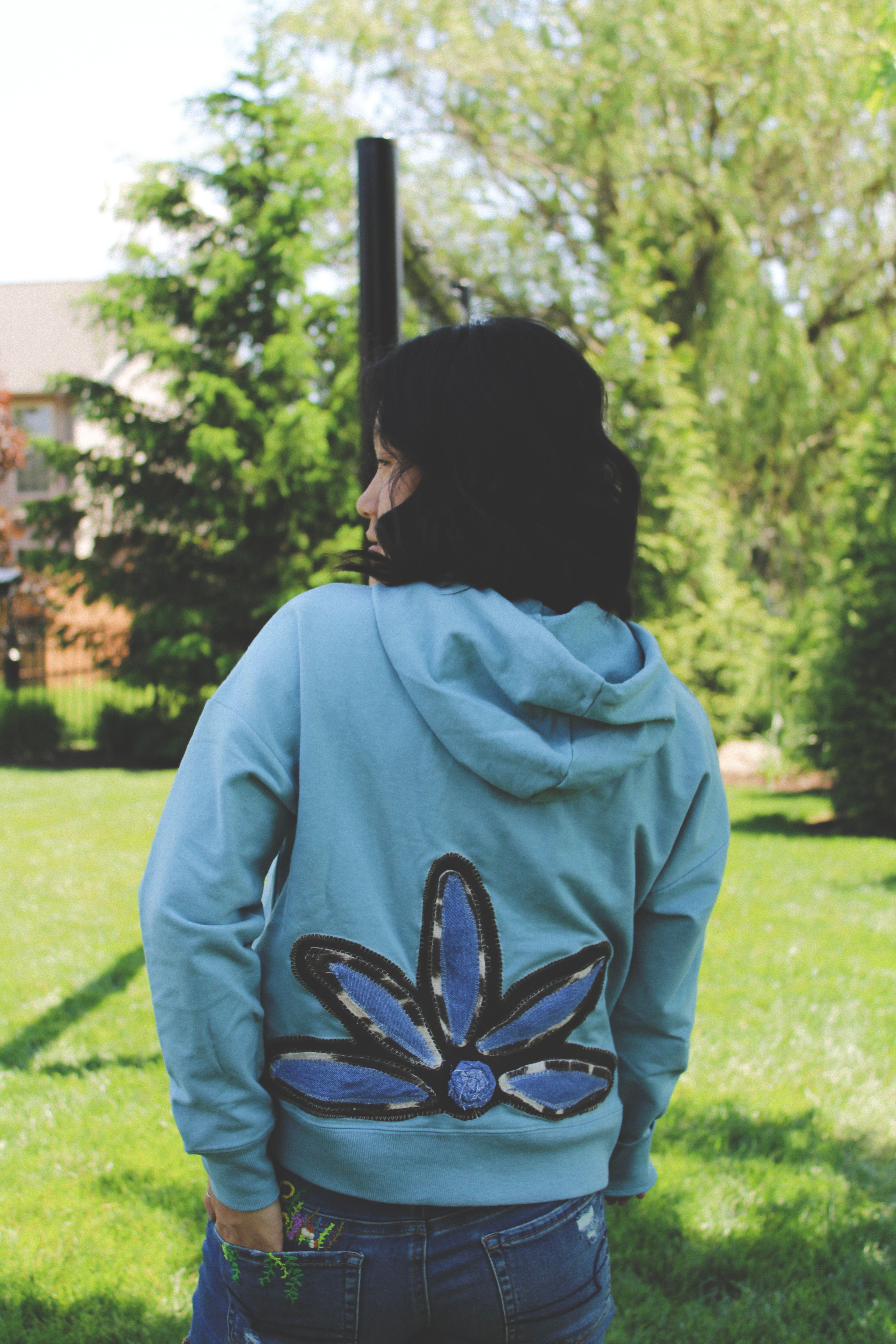 Denim Flower Sweatshirt