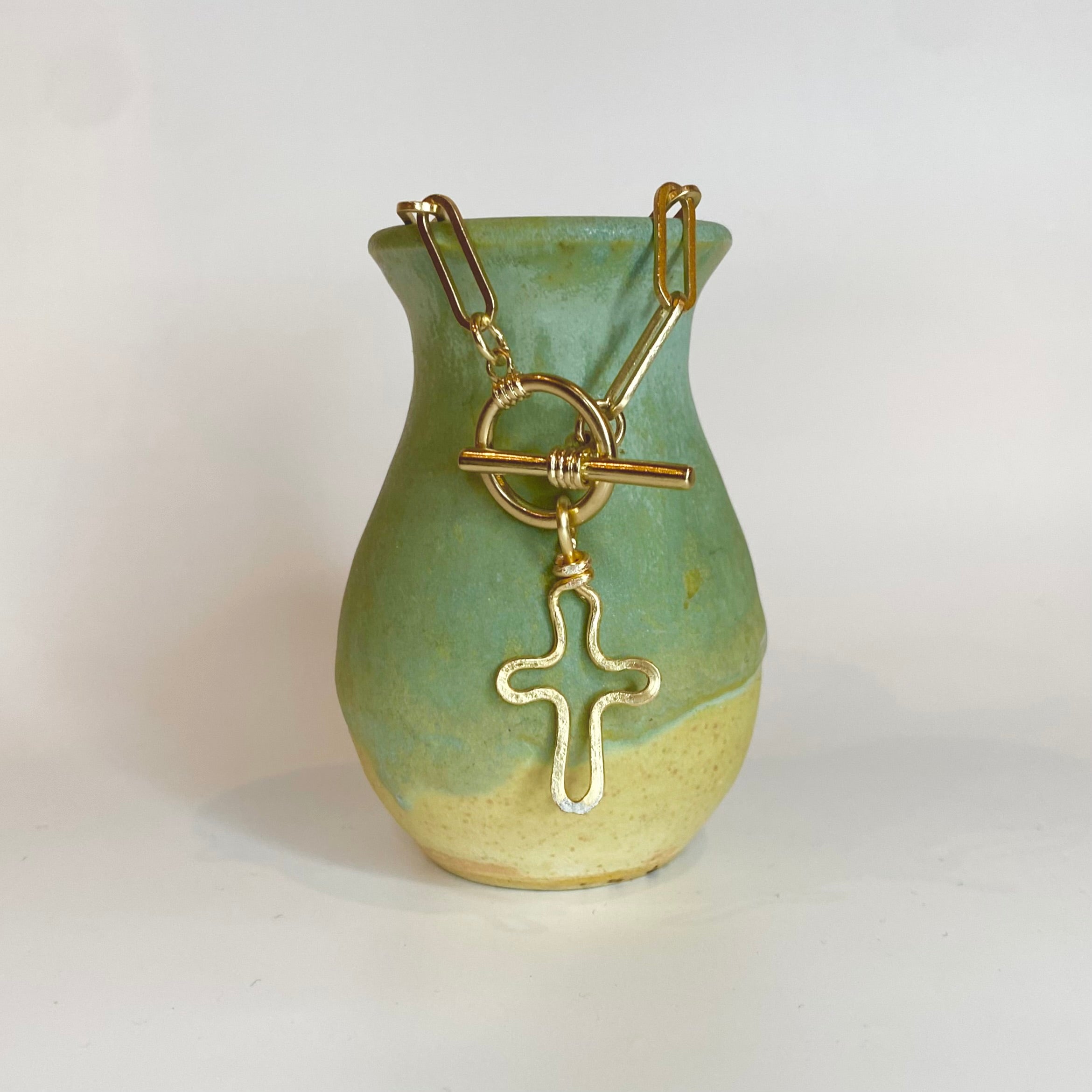 Chunky Hammered Cross Necklace