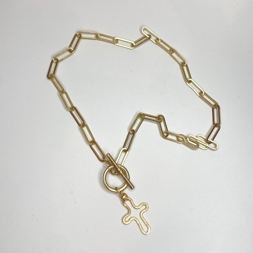 Chunky Hammered Cross Necklace