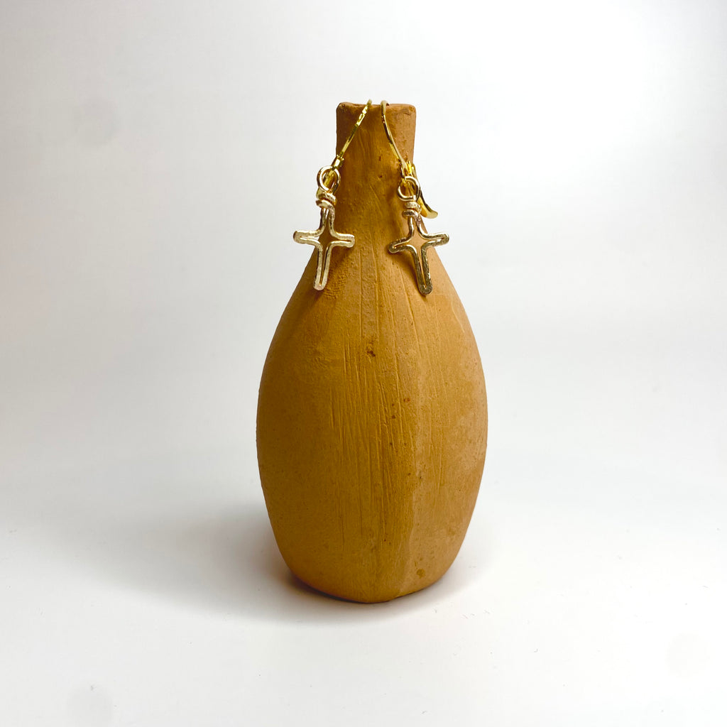 Hammered Cross Earrings